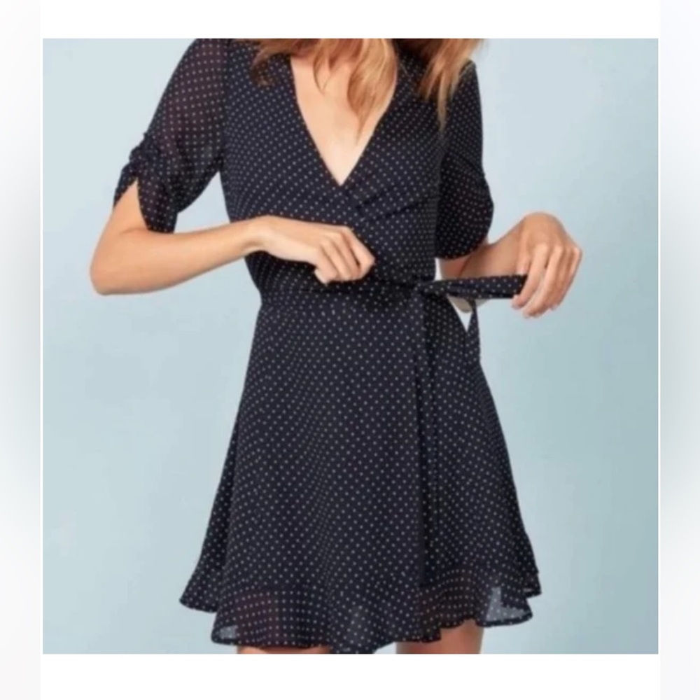 Reformation polka dot mini dress